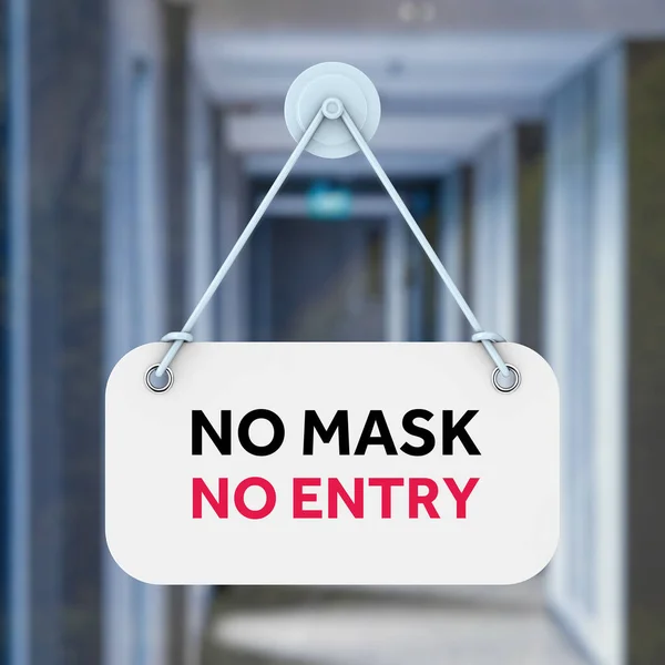 Public Area Door Signboard Mask Entry Sign Glass Door Background — Stock Photo, Image