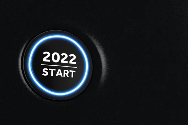 Start Stop Car Engine Button Année 2022 Sur Tableau Bord — Photo