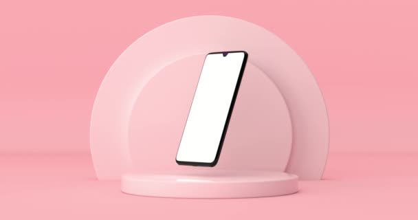 Vídeo Resolução Telefone Móvel Moderno Mockup Com Tela Branco Para — Vídeo de Stock