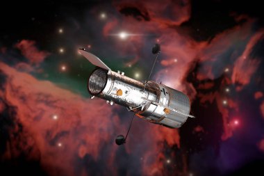 Uzay Teleskobu Hubble açık alanda çok yakın çekim yapıyor. 3d Hazırlama 