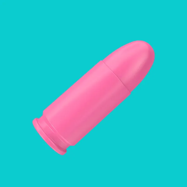 Pink Metal Gun Bullet Duotone Style Kék Háttérrel Kiolvasztás — Stock Fotó