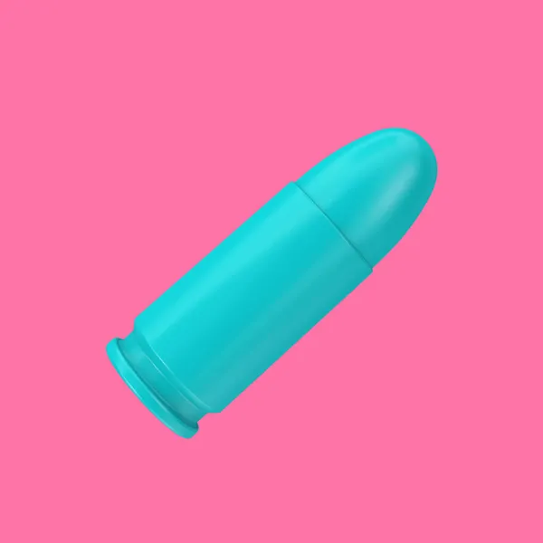 Blue Metal Gun Bullet Duotone Style Pink Background Rendering — Stock Photo, Image