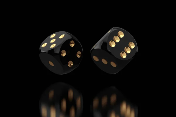 Casino Gambling Concept Black Game Dés Cubes Vol Sur Fond — Photo