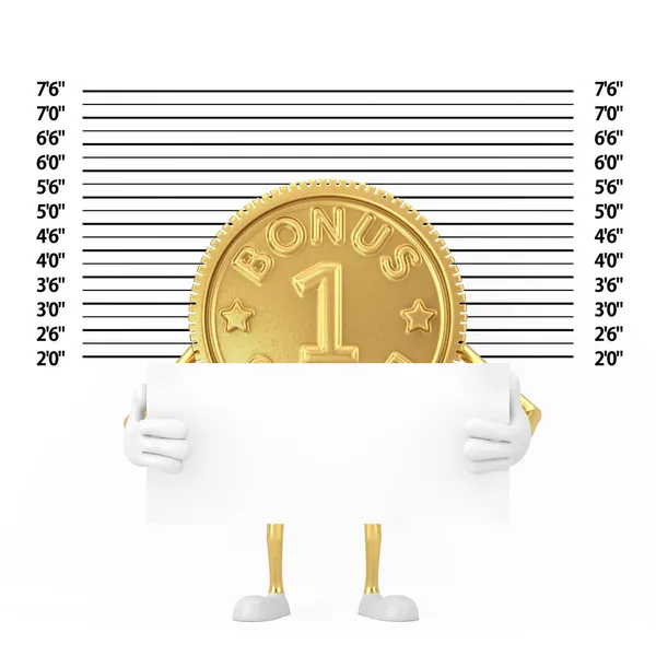 프로그램 Bonus Coin Person Character Mascot Identification Plate Police Lineup — 스톡 사진