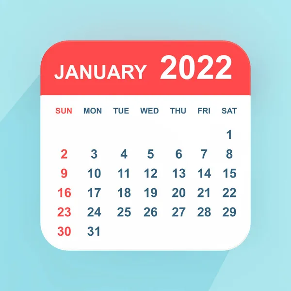 Flat Icon Calendar Januar 2022 Auf Blauem Hintergrund Darstellung — Stockfoto