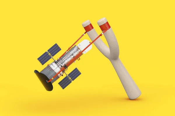 Télescope Spatial Hubble Partir Danger Slingshot Bois Toy Weapon Sur — Photo