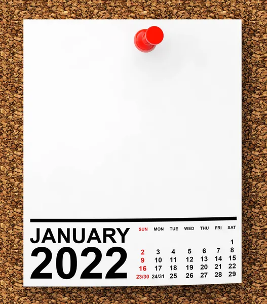 Naptár Január 2022 Üres Megjegyzés Papír Szabad Hely Szöveg Kiolvasztás — Stock Fotó