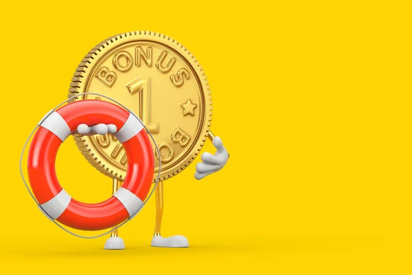 Golden Loyalty Program Bonus Moneta Persona Personaggio Mascotte Con Boa — Foto Stock