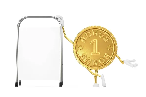 Golden Loyalty Program Bonus Moneta Persona Personaggio Mascotte Con Bianco — Foto Stock