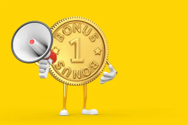 Програма Золотої Лояльності Bonus Coin Person Character Mascot Red Retro — стокове фото