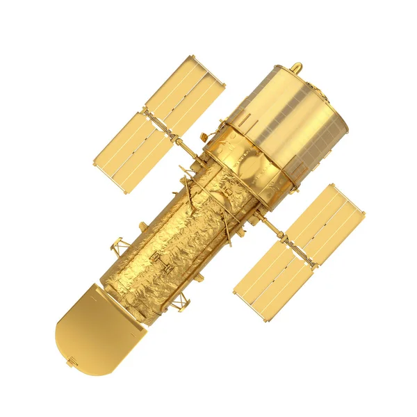 Golden Space Telescope Hubble White Background Rendering — Stock Photo, Image