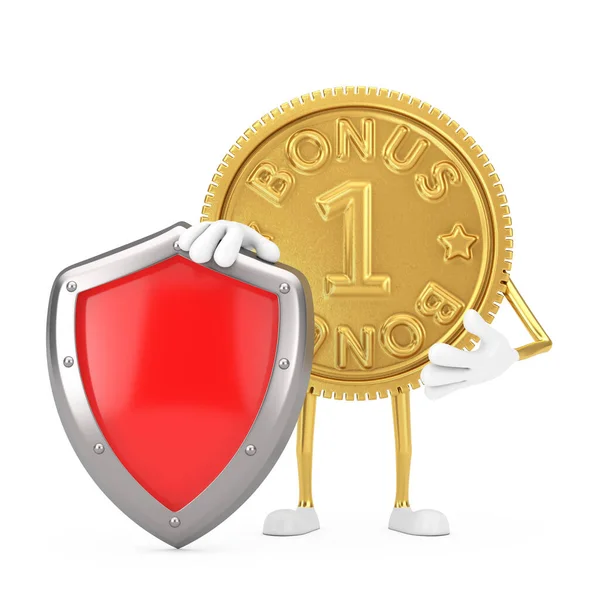 Golden Loyalty Program Bonus Moneta Persona Personaggio Mascotte Con Red — Foto Stock