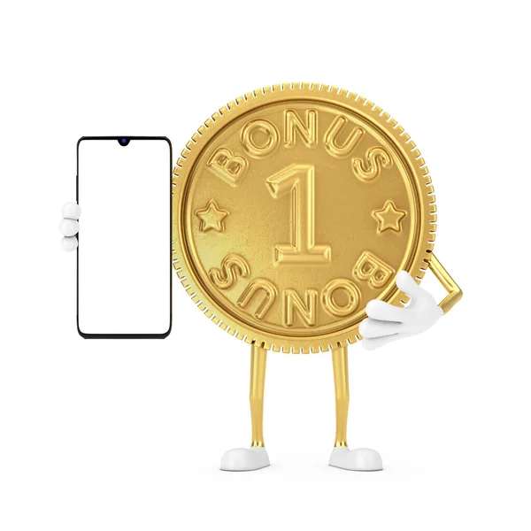 Golden Loyalty Program Bonus Coin Person Character Mascot Modern Mobile — 스톡 사진