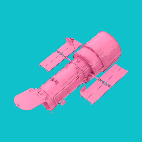 Pink Space Telescope Hubble Duotone Style Blue Background Rendering — Stock Photo, Image