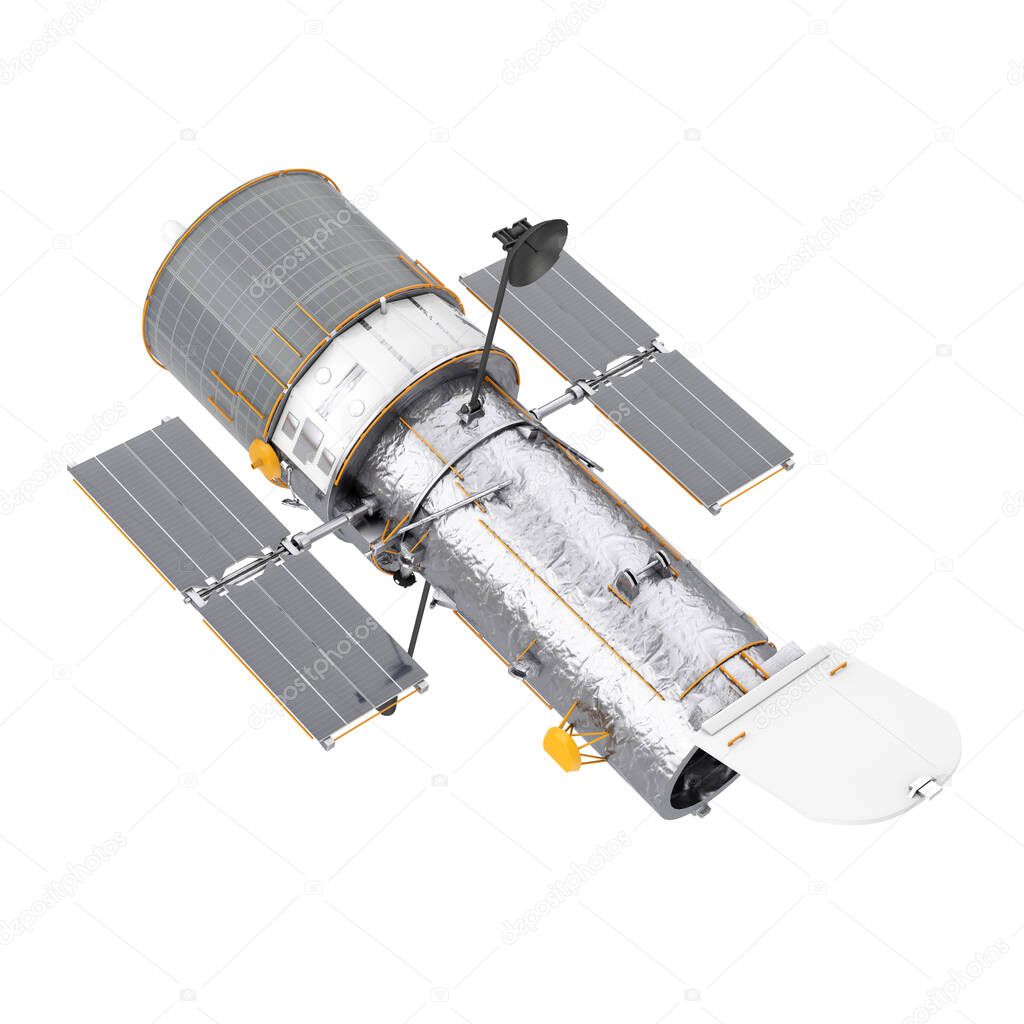 Space Telescope Hubble on a white background. 3d Rendering 