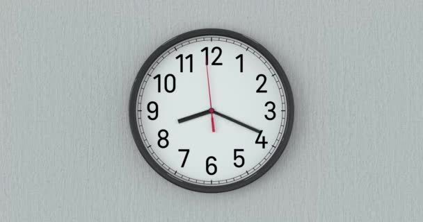Vidéo Résolution Horloge Murale Moderne Afficher Temps Fonctionnement Sur Fond — Video
