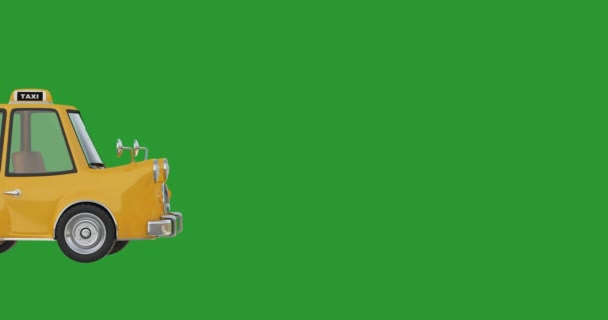 Разрешение Видео Желтый Мультфильм Современный Автомобиль Вождение Зеленом Экране Хрома — стоковое видео