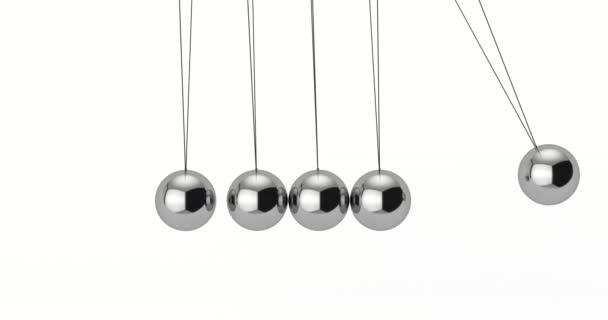 Resolución Vídeo Metal Newton Cradle Pendulum Balls Esferas Balanceándose Hacia — Vídeos de Stock