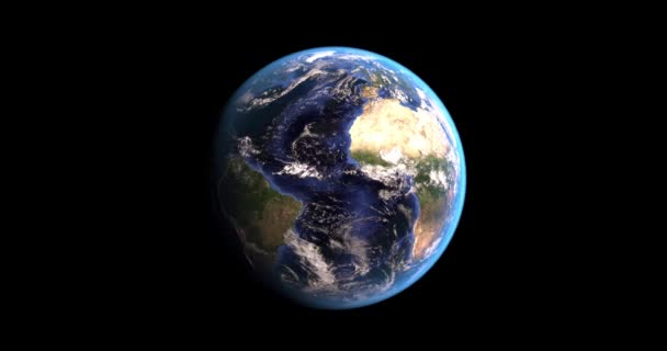 Resolution Video Rotation Realistic Earth Globe Planet Black Background Elements — Stock Video