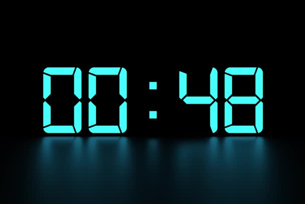 Rezoluție Video Secunde Albastru Digital Led Luminos Lcd Display Clock — Videoclip de stoc