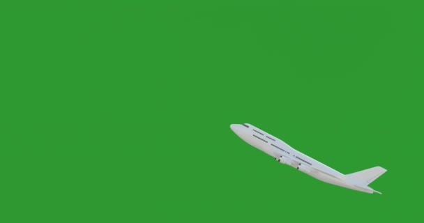 Resolutie Video White Jet Passagiers Vliegtuig Verschillende Vliegen Green Screen — Stockvideo