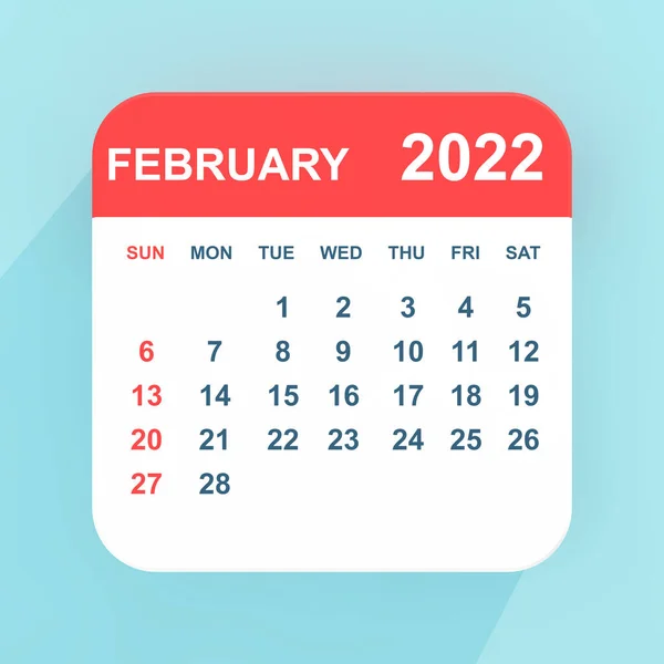 Плоская Икона Календарь Февраль 2022 Синем Фоне Рендеринг — стоковое фото