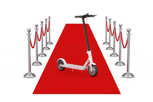 Success Concept White Modern Eco Electric Kick Scooter Red Carpet — 图库照片