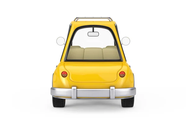 Yellow Cartoon Car White Background Rendering — Stockfoto