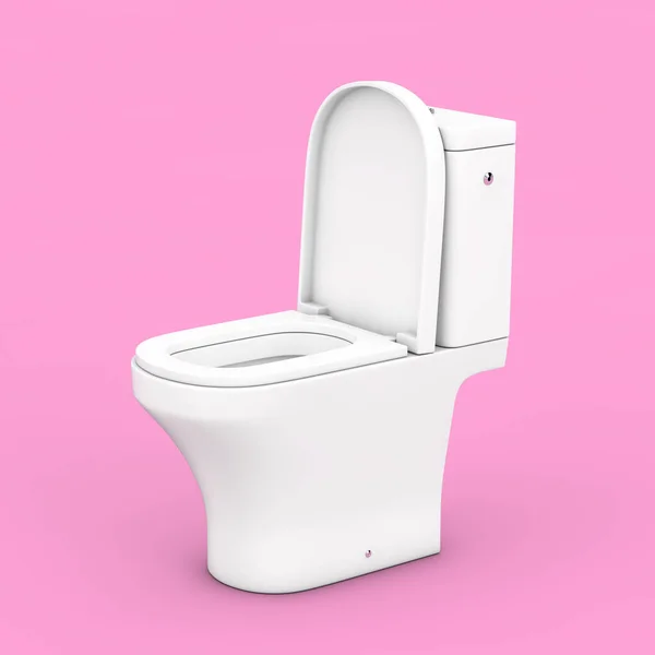 Modern White Ceramic Toilet Bowl Fundo Rosa Renderização — Fotografia de Stock