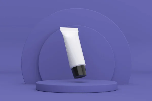White Blank Cosmetic Cream Tube Emrty Space Yours Design Violet — Stockfoto