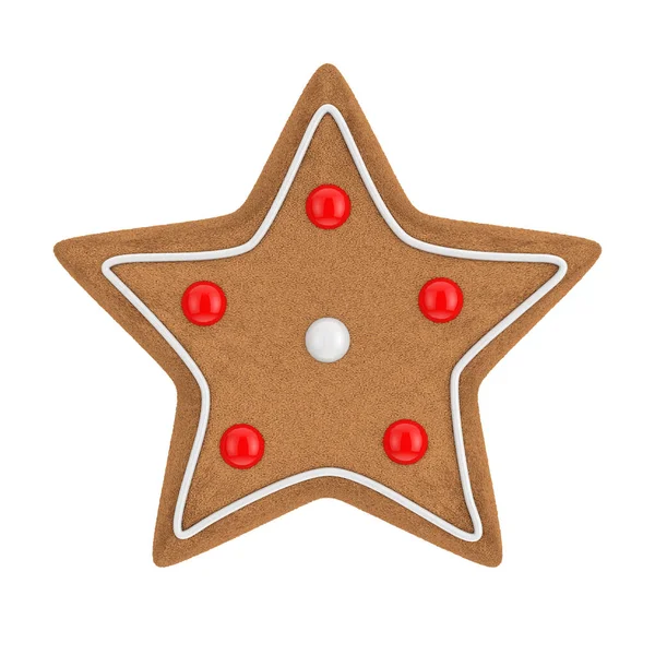 新年姜饼 形状像新年之星 背景是白色的 3D渲染 — 图库照片