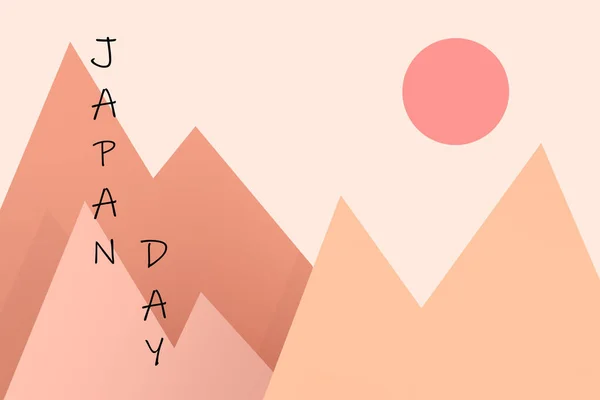 Japan Day Concept Flat Mountains Sun Pastel Colors White Background — Stock Photo, Image