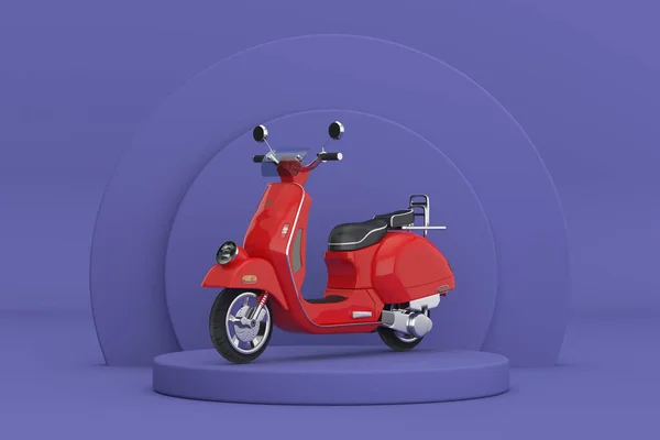 Red Classic Vintage Retro Electric Scooter Violet Very Peri Cylinders — стоковое фото