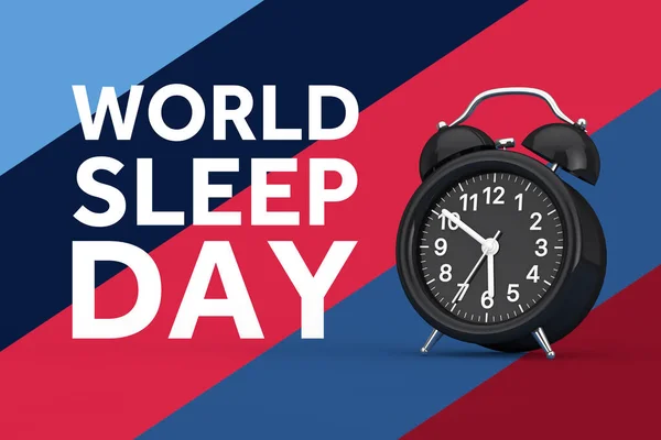 Weltschlaftag Konzept Wecker Mit Sleep Day Sign Auf Buntem Hintergrund — Stockfoto