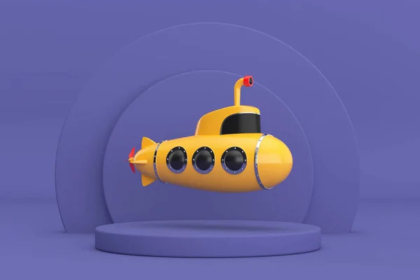 Toy Cartoon Styled Submarine Violet Very Peri Cylinders Produkter Scen — Stockfoto