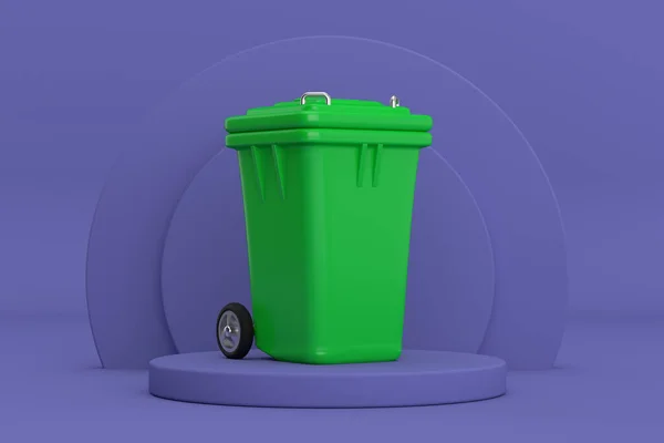 Green Garbage Recycle Trash Bin Violet Very Peri Cylinders Products — 스톡 사진