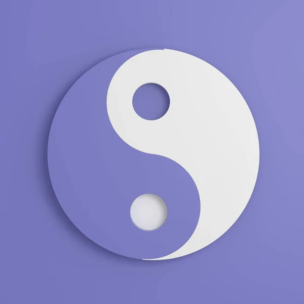 Símbolo Yin Yang Abstrato Fundo Violeta Muito Peri Renderização — Fotografia de Stock