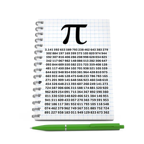 Notepad Squared Paper Sheet Symbol Green Pen Білому Тлі Рендеринг — стокове фото