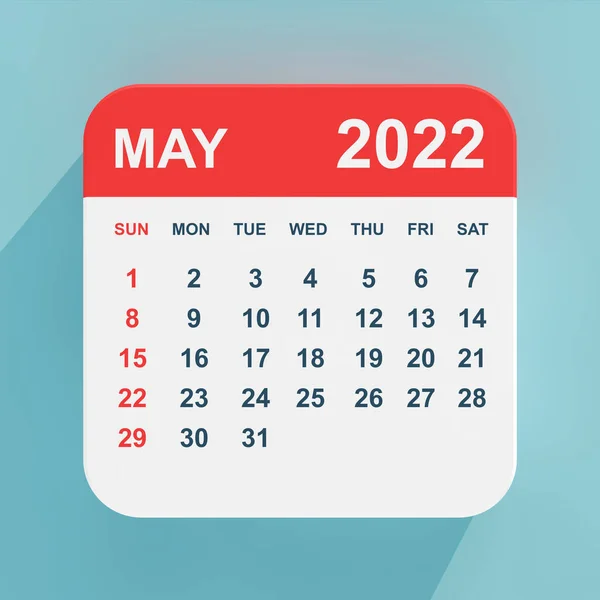 Flat Icon Calendar Mai 2022 Auf Blauem Hintergrund Darstellung — Stockfoto