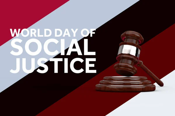 Giornata Mondiale Della Giustizia Sociale Giustizia Legno Gavel Giornata Mondiale — Foto Stock