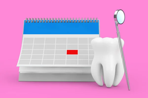 Концепция Стоматологического Здоровья Зубная Икона Зеркалом Зубов Календарь Напоминаний Посещении — стоковое фото
