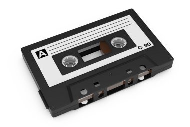 Eski Vintage Audio kaset beyaz zemin üzerinde. 3D render 