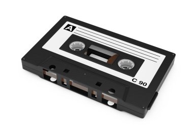 Eski Vintage Audio kaset beyaz zemin üzerinde. 3D render 