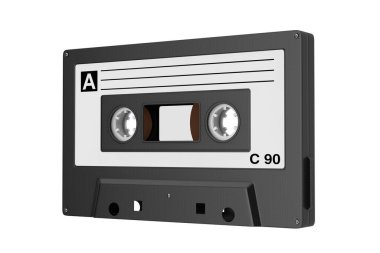 Eski Vintage Audio kaset beyaz zemin üzerinde. 3D render 