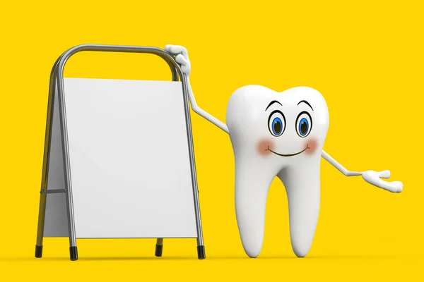 White Tooth Person Character Mascot White Blank Advertising Promotion Stand —  Fotos de Stock