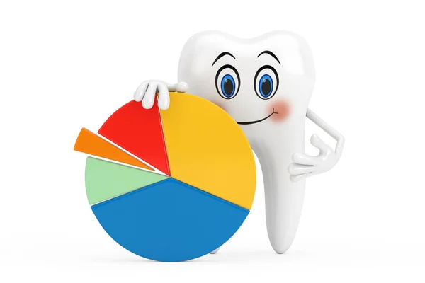 White Tooth Person Character Mascot Info Graphics Business Pie Chart — Zdjęcie stockowe