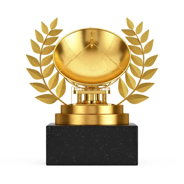 Altın Küp Altın Laurel Çelenk Podyumu Sahne Veya Pedestal Ödüllü — Stok fotoğraf