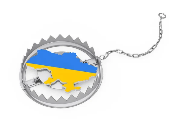 Agression Ukraine Concept Ukrainian Map Colors Ukrainian Flag Catch Metal — Photo
