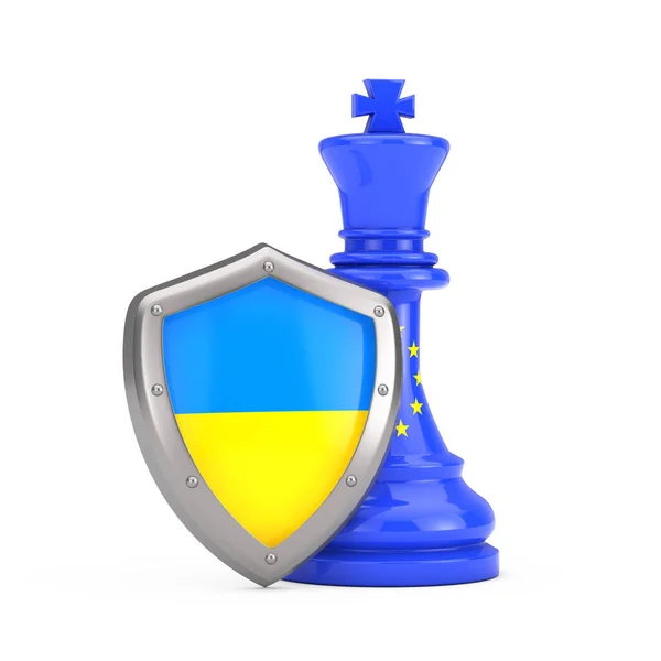 Ukraine Protect Europe Concept Ukrainian Flag Protection Shield Front King — Fotografia de Stock