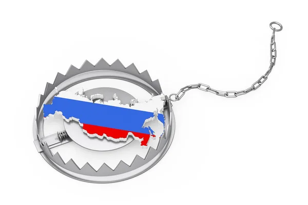 Concepto Sanción Rusia Mapa Ruso Colores Bandera Rusa Captura Trampa — Foto de Stock